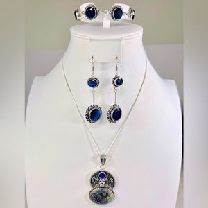Abalone Tanzanite 925 Pendant Bracelet & Earrings ONLY